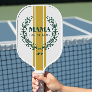 Raquette De Pickleball Couronne Monogramme Mama Social Club Rayures Prépa