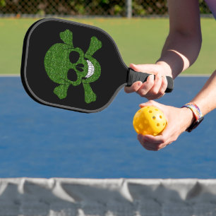 Raquette De Pickleball Crâne et os croisés à Parties scintillant verte