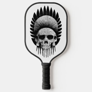 Raquette De Pickleball Crâne indien noir et blanc