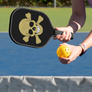 Raquette De Pickleball Crâne Parties scintillant Or Et Tronc