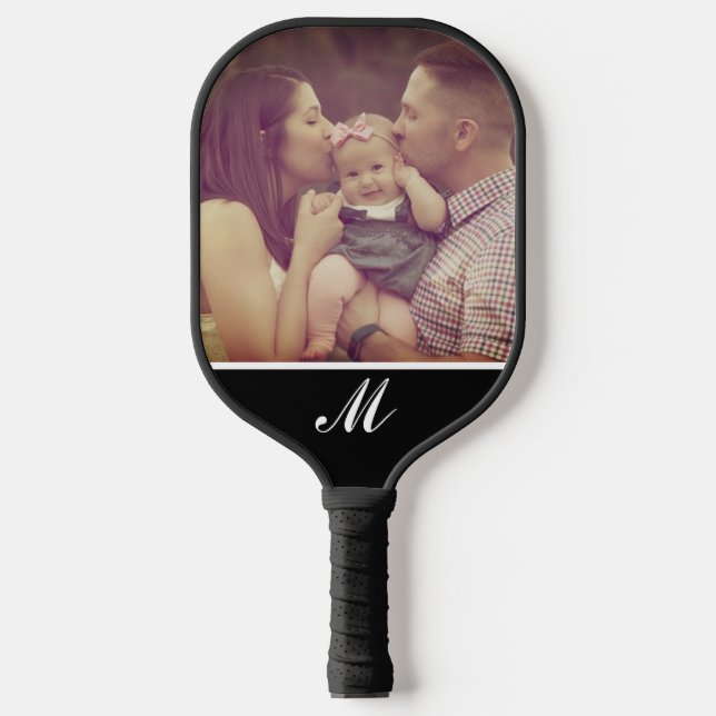 Raquette De Pickleball Créez votre propre monogramme photo initial (Recto)
