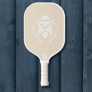 Raquette De Pickleball Crème à beurre et Lion blanc roi moderne Monogramm