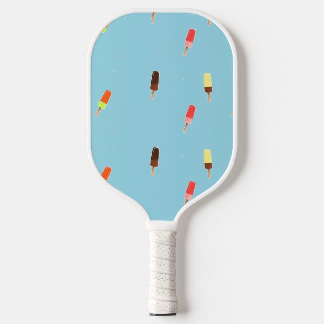 Raquette De Pickleball Crème glacée Popsicle sur bleu (Recto)