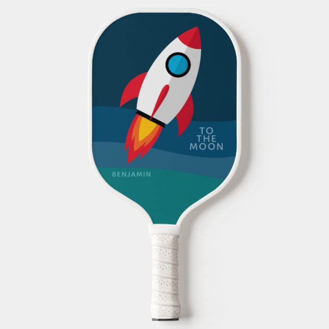 Raquette De Pickleball Crypto Rocket vers la lune avec nom personnalisé (Recto)