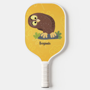 Raquette De Pickleball Curieux et drôle dessin animé de chouette brune