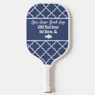Raquette De Pickleball Custom Beach House Marine & Motif blanc