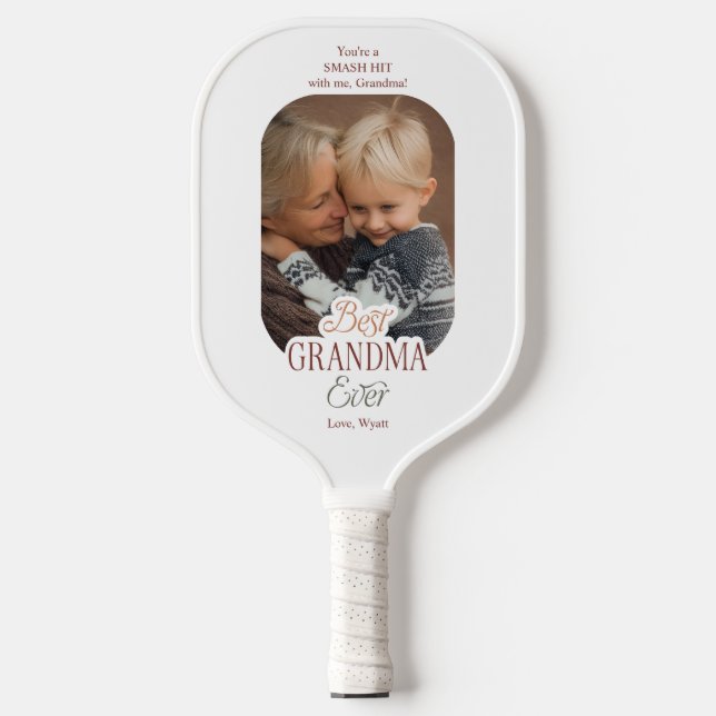 Raquette De Pickleball Custom Text and Photo Best Grandma Ever (Recto)