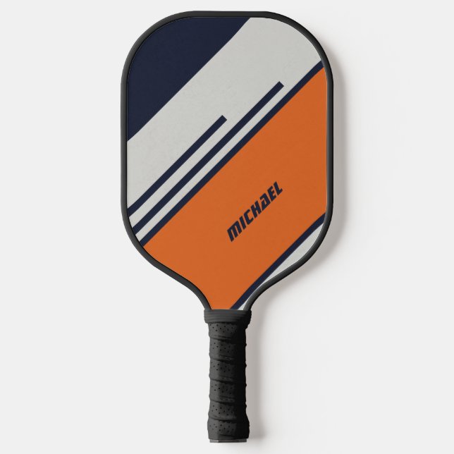 Raquette De Pickleball Customized Retro Stripes in blue orange (Recto)