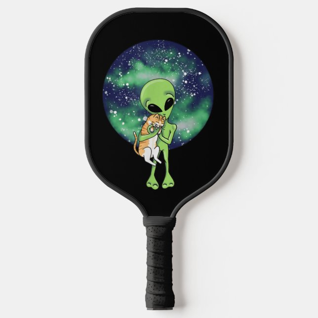 Raquette De Pickleball Cute Alien et Cat UFO (Recto)