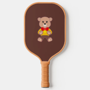 Raquette De Pickleball Cute Bowtie Teddy Bear Bleu vaisseau spatial