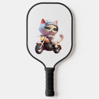 Raquette De Pickleball CUTE CAT chevauchant une motocyclette classique T-