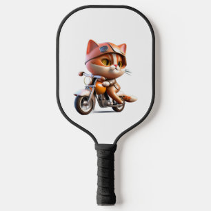 Raquette De Pickleball CUTE CAT chevauchant une motocyclette classique T-