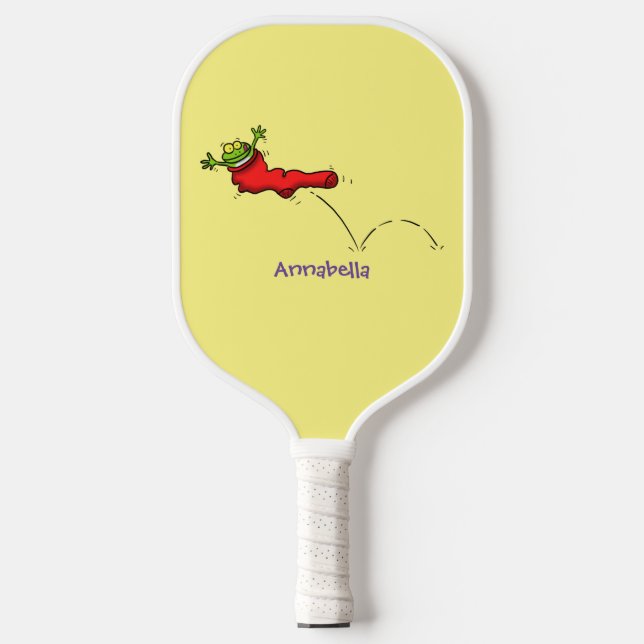 Raquette De Pickleball Cute grenouille dans une chaussette rouge saut de  (Recto)
