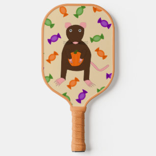 Raquette De Pickleball Cute Halloween Rat et Citrouille