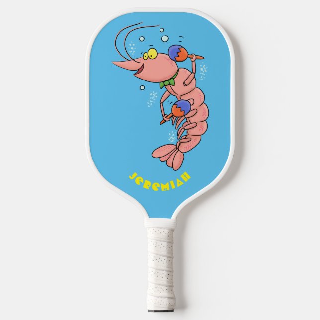 Raquette De Pickleball Cute happy shrimp, dessin animé de crevettes (Recto)
