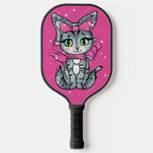 Raquette De Pickleball Cute Kawaii Kitten avec une Parties scintillant Ar