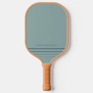 Raquette De Pickleball Cute Moderne Minimaliste Bleu Turquoise Nom person