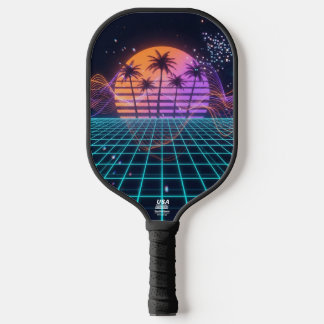 Raquette De Pickleball Cyber-Pulse Neon Soundwave Moderne 80s