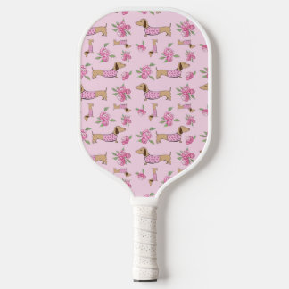 Raquette De Pickleball Dachshund cadeau floral rose