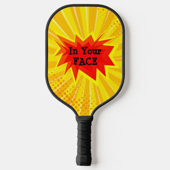 Raquette De Pickleball Dans Votre Visage Funny Blue Smack Talk Sert (Verso)