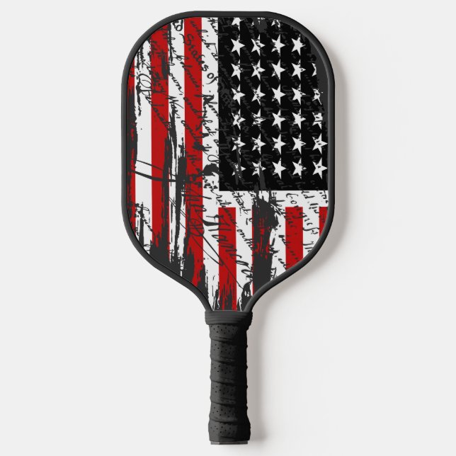 Raquette De Pickleball Déclaration d'indépendance et drapeau américain (Recto)