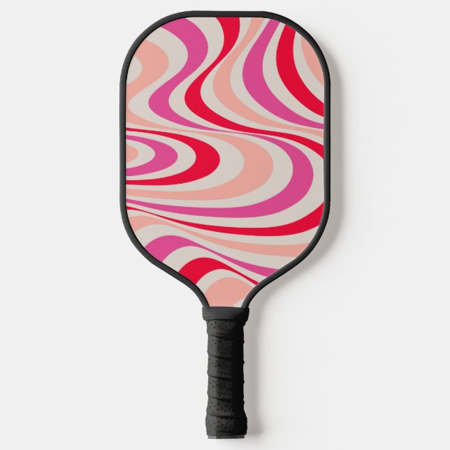 Raquette De Pickleball Design abstrait à tourbillon rose, rouge et gris (Recto)