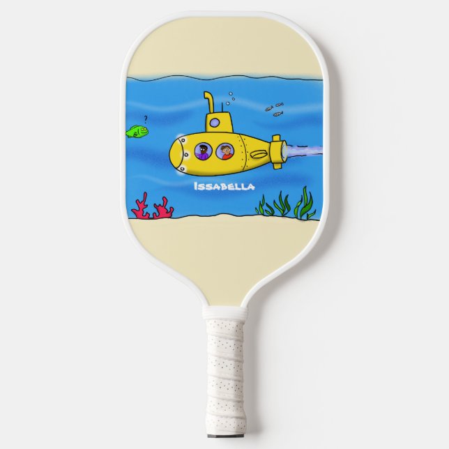 Raquette De Pickleball Dessin animé sous-marin heureux  (Recto)