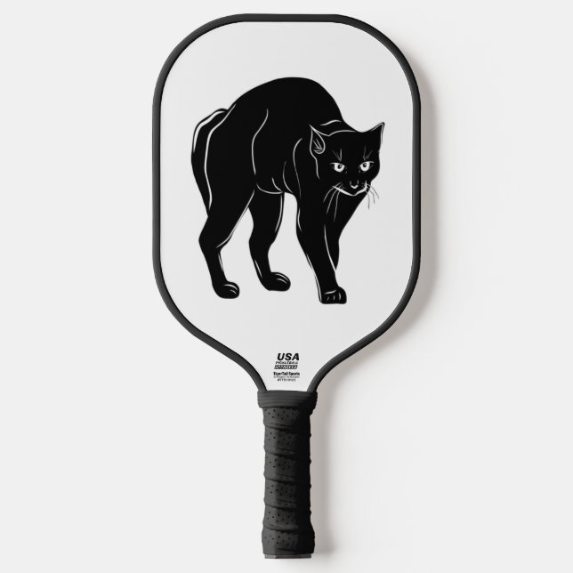 Raquette De Pickleball Dessin en silhouette de chat noir à rallonge d'Hal (Recto)