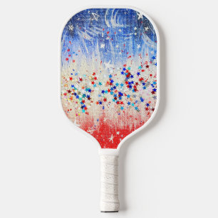 Raquette De Pickleball Dessin patriotique peint à la main