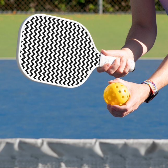 Raquette De Pickleball Deux côtés Chevron Zig Zag Motif noir blanc (Insitu)