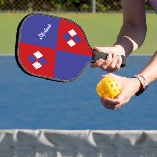 Raquette De Pickleball Diamants Rouge Blanc Bleu   Géométrique Moderne Pe
