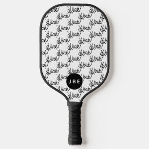 Raquette De Pickleball Dink Monogramme Personnalisé Moderne Noir Blanc