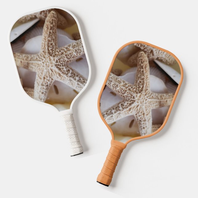 Raquette De Pickleball Dollars d'étoiles de mer et de sable Nature côtièr (Créateur téléchargé)