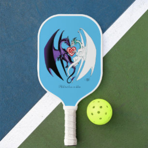 Raquette De Pickleball Dragons Amour Coeurs Bleu