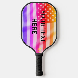 Raquette De Pickleball Drapeau américain américain Votre texte ici Raquet