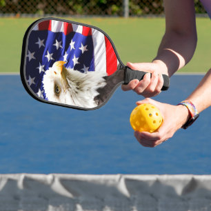 Raquette De Pickleball Drapeau américain avec aigle chauve