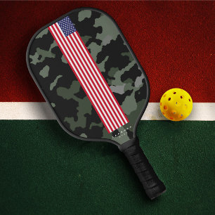 Raquette De Pickleball Drapeau américain camouflage 4 juillet moderne nom