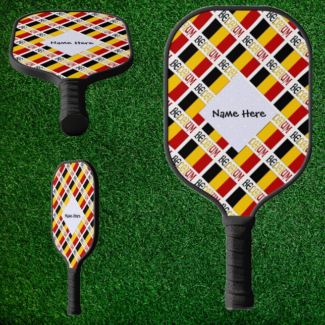 Raquette De Pickleball Drapeau belge avec votre nom (Créateur téléchargé)