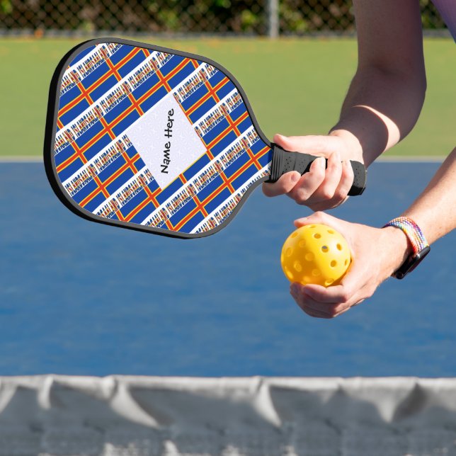 Raquette De Pickleball Drapeau des îles Åland et Ålander avec nom (Insitu)