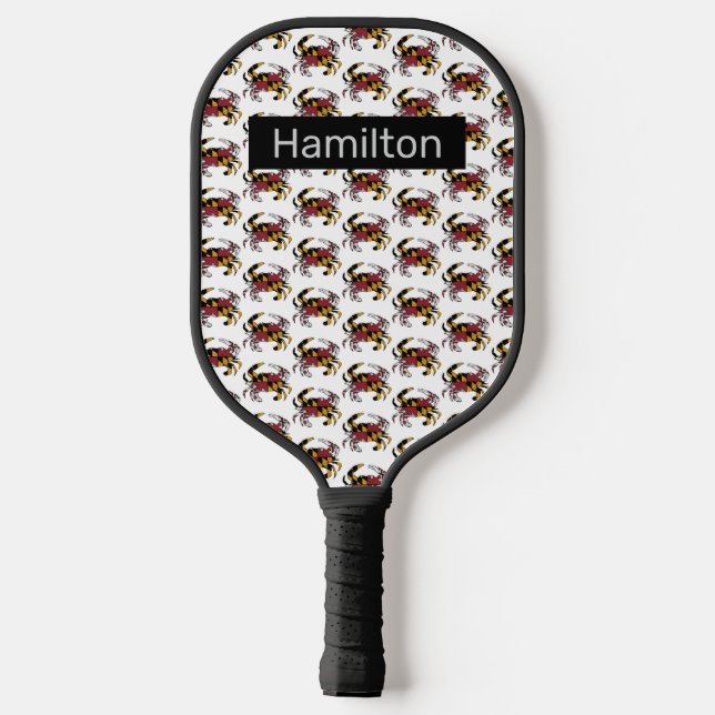 Raquette De Pickleball Drapeau du Maryland Swag Crabe bleu (Verso)