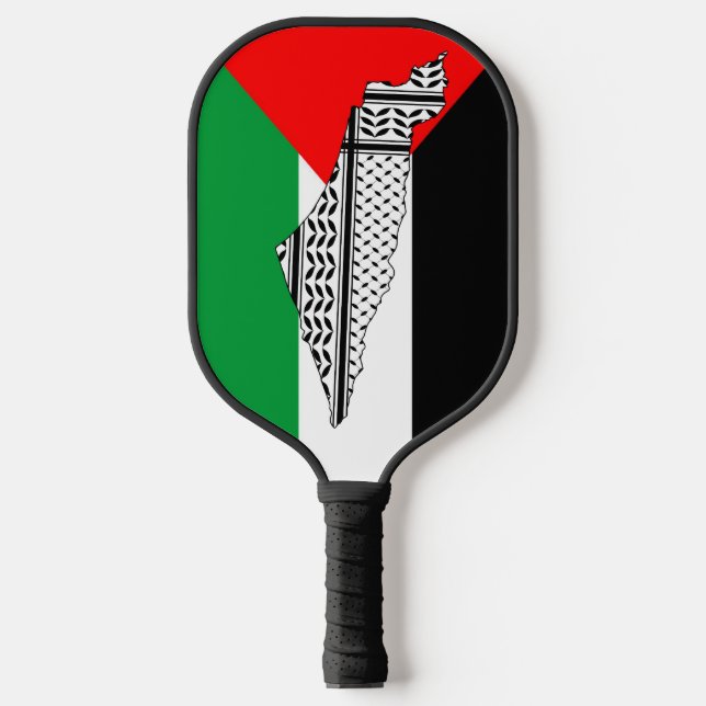 Raquette De Pickleball Drapeau palestinien et carte avec Motif Keffiyeg (Recto)
