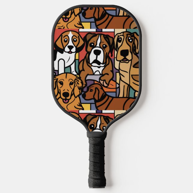 Raquette De Pickleball Drôle Cool Secourir Chiens Abstraits (Recto)