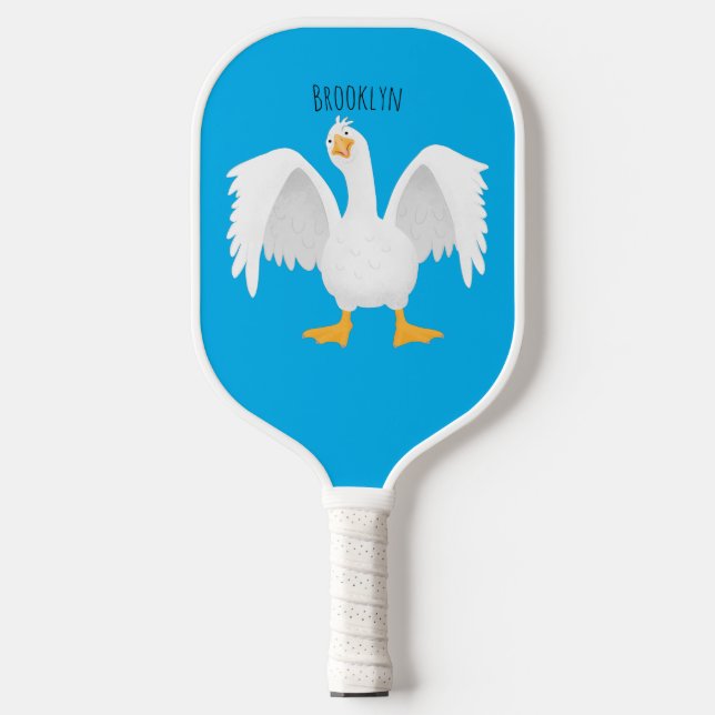 Raquette De Pickleball Drôle curieuse dessin animé d'oie domestique (Recto)