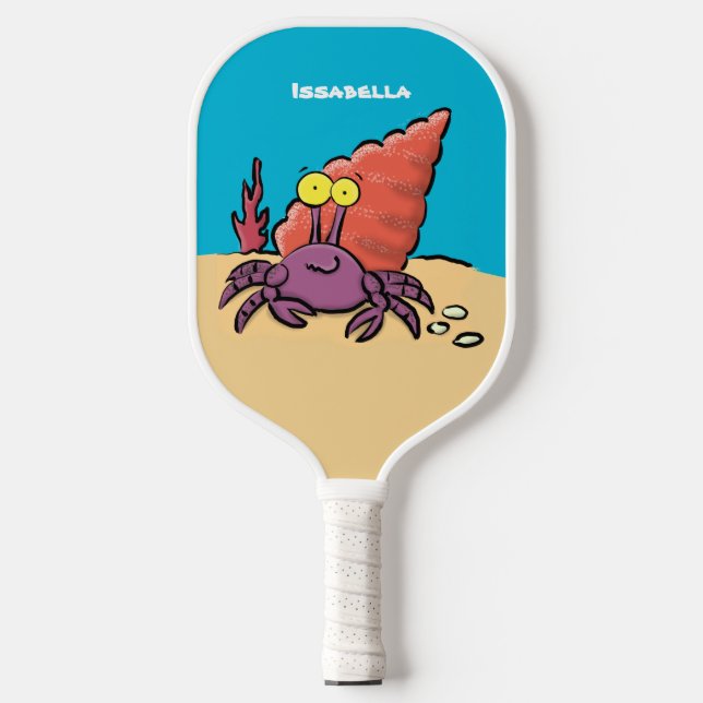 Raquette De Pickleball Drôle mignon caricature pourpre crabe ermite (Recto)