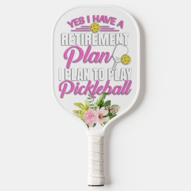Raquette De Pickleball Drôle Retraite Florale Rose pour elle (Recto)