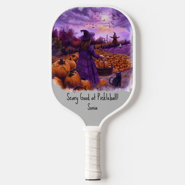 Raquette De Pickleball Éffrayant Halloween Witch Citrouille Patch Scarecr (Recto)