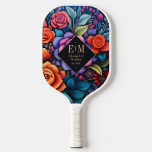Raquette De Pickleball Élégant art populaire mexicain Floral sur mesure M