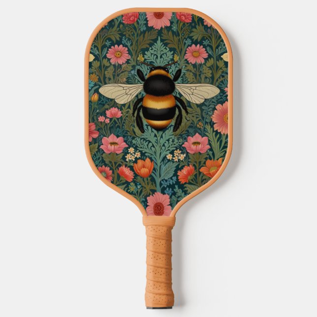 Raquette De Pickleball Elegant boho retro bumblebee spring florals  (Recto)