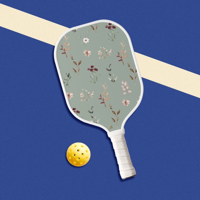 Raquette De Pickleball Élégant Botanique Floral Sage Vert (Créateur téléchargé)