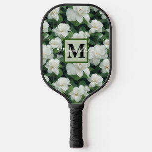 Raquette De Pickleball Elégant classique vert botanique blanc fleuri